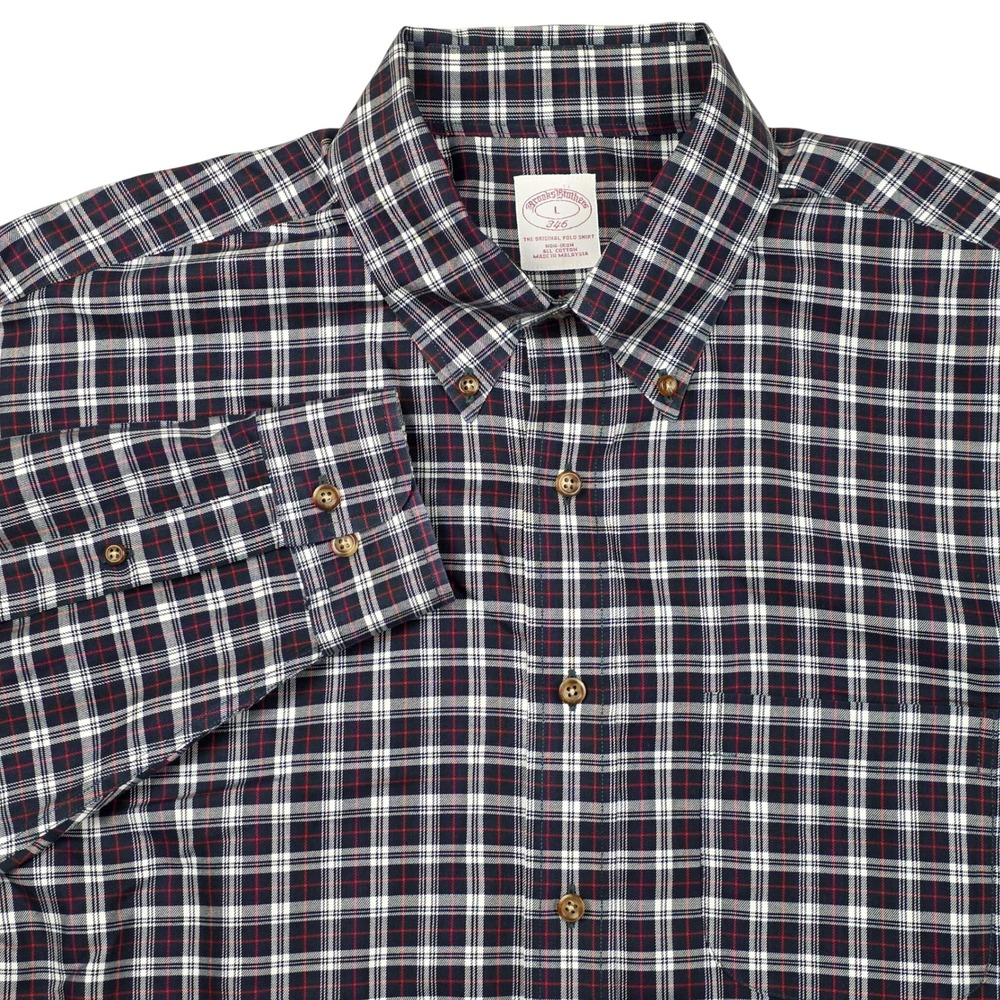 Brooks Brothers Plaid Button Down Shirt Men's Non Iron Cotton Casua Large